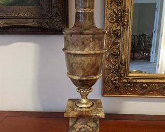 Detail of one of the pair of marble/brass lamps.
I LOVE good lighting and these lamps are quite good.