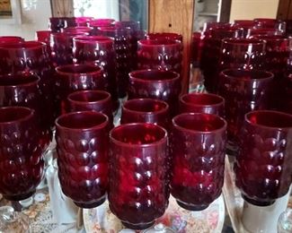Depression glass tumblers and juice cups