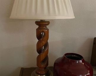 Matching Wood and Brass Lamps