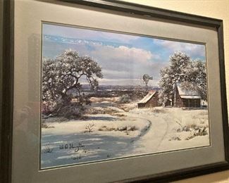 Framed print by W. A. Slaughter, a Texas artist who grew up in the Hill Country
