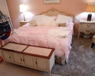 King tempurpedic bed. Head board, sheets and covers included $750. Chest for linens $95. Lamps $25 each