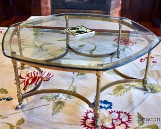 Brass and glass coffee table