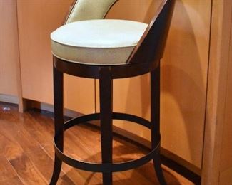 Set of three bar height stools with ostrich leather by Berman. 