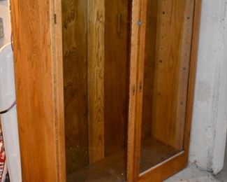 Oak bookcase with glass doors