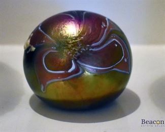 Glasshouse iridescent glass paperweight.