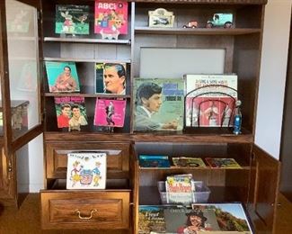 Entertainment Cabinet and Vintage Vinyl Records