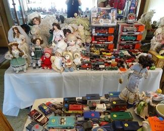 PORCELAIN DOLLS, MODEL CARS, ETC.