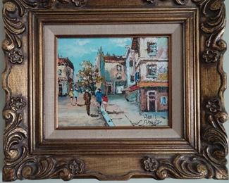 VILLAGE STREET IN FRANCE, OIL PAINTING