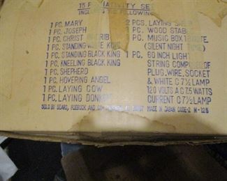 NATIVITY SET:  ITEMIZED PIECES LIST