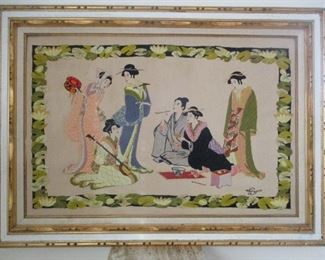 VINTAGE LARGE NEEDLEPOINT - JAPANESE SCENE BY DORIS GLANZ - $800 OBO