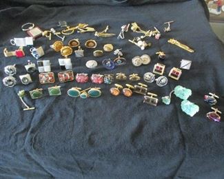 VINTAGE CUFFLINKS; SOME JADE - PRICES VARY