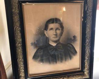 Antique Large Framed Portrait: Martha Hamersly, b. 1839, d. 1937