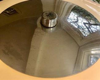 Vintage Italian floor lamp with glass shade and marble base.  3 lights. Chrome pole.  Some wear but in overall great condition.  54H x 16W (shade). base is 12W.  $850