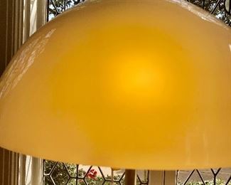 Vintage Italian floor lamp with glass shade and marble base.  3 lights. Chrome pole.  Some wear but in overall great condition.  54H x 16W (shade). base is 12W.  $850