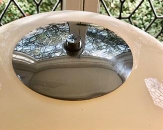 Vintage Italian floor lamp with glass shade and marble base.  3 lights. Chrome pole.  Some wear but in overall great condition.  54H x 16W (shade). base is 12W.  $850