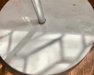 Vintage Italian floor lamp with glass shade and marble base.  3 lights. Chrome pole.  Some wear but in overall great condition.  54H x 16W (shade). base is 12W.  $850