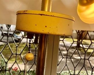 Vintage Italian floor lamp with glass shade and marble base.  3 lights. Chrome pole.  Some wear but in overall great condition.  54H x 16W (shade). base is 12W.  $850