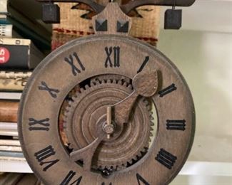 Wooden Gear Timer With Weighted Gears To Operate