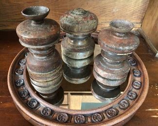 VIntage Lazy Susan 2Candle Holders
