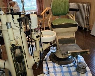Vintage Dental Chair, Spit Sink, Light and all the attached tools