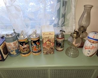 Utica Club Beer Steins, German Beer Steins, Oil Lamps