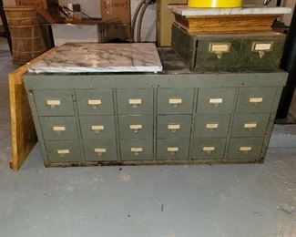Metal Cabinet with small filing drawers
