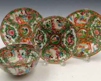 Antique Chinese Famille Plates & Bowl
