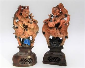 Pair Of Carved Soapstone Sculptures