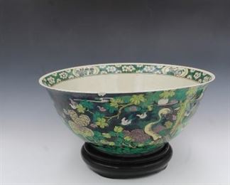 Early Chinese Bowl Hand Painted 6 Blue Character Markings