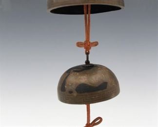 Japanese 3 Brass Tier Cascading Temple Bells