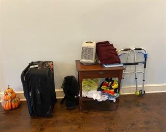 Suit Case, small table, walker