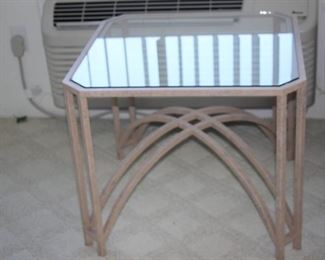 Metal and glass end table.