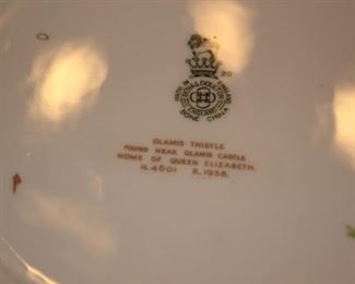 Royal Doulton bone china cup saucer and tea plate set. Glamis Thistle.