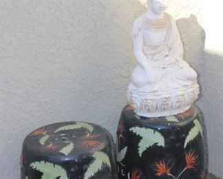 Two garden stools.