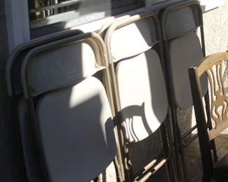 6 folding chairs and vinyl covered folding games table.