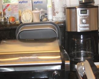 new kitchen appliances, hamilton Beach indoor grill, CuisineArt coffee maker, CuisineArt waffle maker.