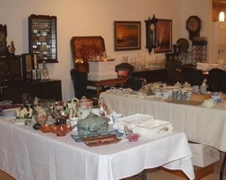 Tables of collectibles and knick knacks.