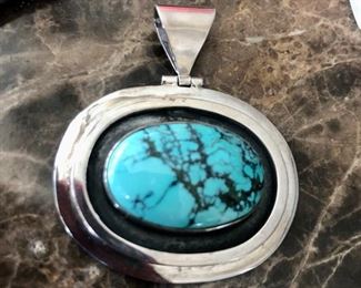 Large sterling/turquoise pendant