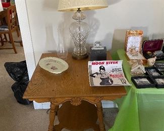 Antique end table
Waterford Crystal clock