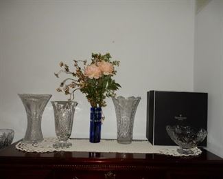 Waterford Crystal..The vase on the left is a Rare Limited Edition 14" vase..Monique LHuillier House of Waterford Centerpiece #14/200