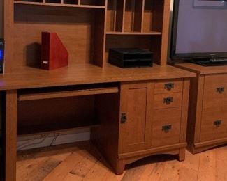 Sauder Mission Style  Suite: Desk w Hutch, 2 Drawer Lateral File, Library Desk