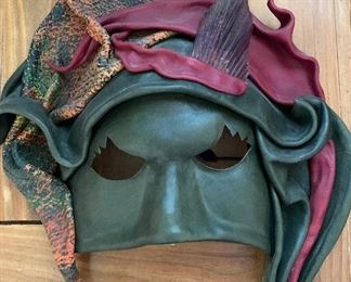 Leather Mask w Red Snapper Fin