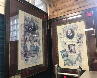 Large frames depicting Dickens on the left and Shakespeare on the right.