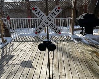 6' tall railroad crossing sign w/ bell and light
