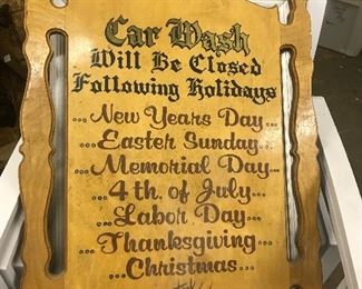 Car wash sign - closed days