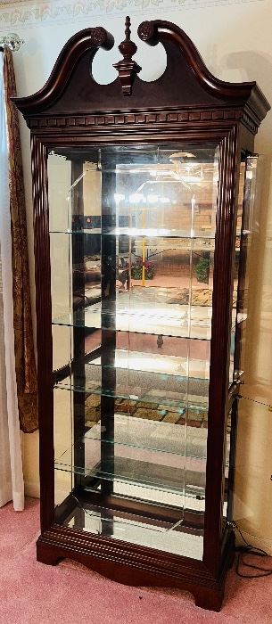$295 
Early American finial top curio cabinet beveled glass doors
  • 85 high 31 wide 13 deep