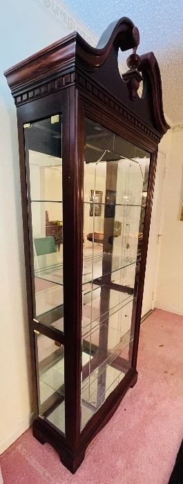 $295 
Early American finial top curio cabinet beveled glass doors
  • 85 high 31 wide 13 deep