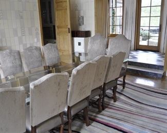 14 DINING ROOM CHAIRS. 4 CAPTAINS CHAIRS - 10 SIDE CHAIRS. SLIP COVERS ARE AVAILABLE> ORIGINAL COST WAS OVER $20,000