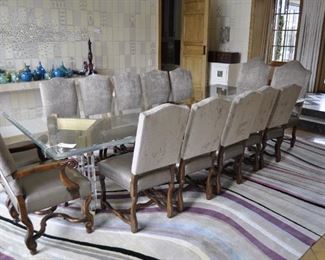 ACRYLIC / LUCITE & BRASS DINING TABLE. ORIGINAL COST WAS $42,000