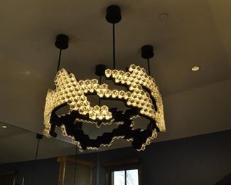 LARGE CUSTOM DESIGNER CHANDELIER WITH SIDE LIGHTS.